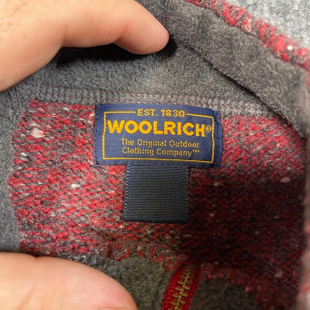 Woolrich Womens Ruby Red Marled Wool Blend Fair Isle Quarter Zip Sweater Size M - Picture 6 of 9